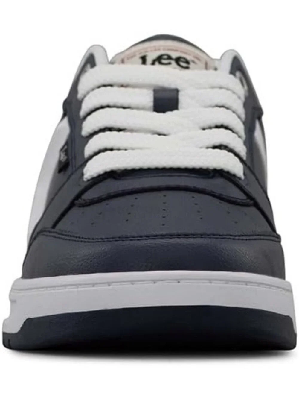 Lee Men's Navy White Imported Rubber Faux Leather Adjustable Lace Up Sneakers
